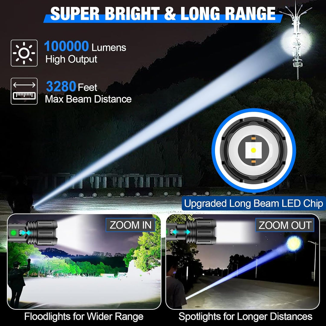 Kraftig LED-lommelykt – opptil 100 000 lumen
