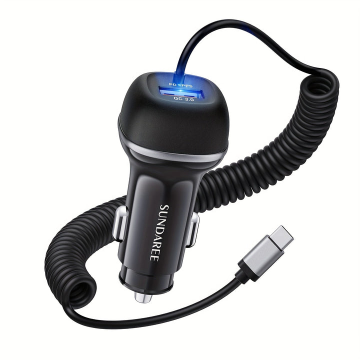 Hurtigladende Oppladbar USB-C Billader på 51W – For Superrask Lading av Flere Enheter