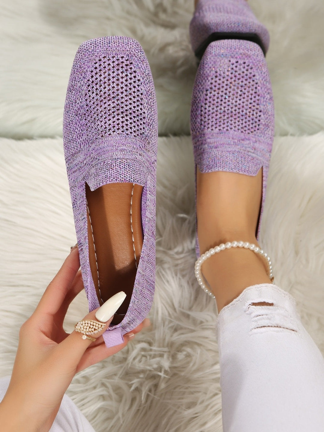 Ortopediske slip-on-sneakers for dame med myk fotseng og pustende mesh