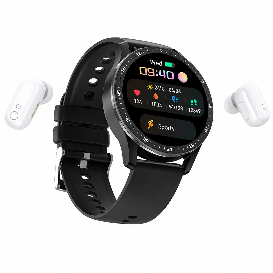 PrestigeTrack EchoWrist | Smartklokke med Bluetooth-hodetelefoner for trenings- og helseovervåking
