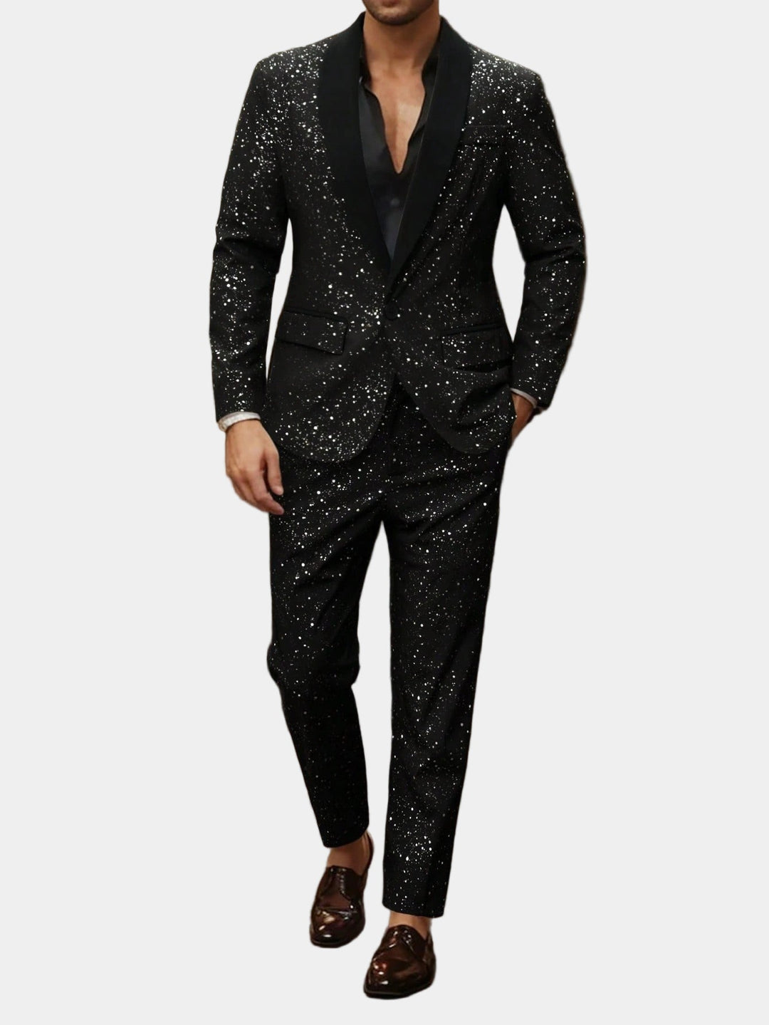 Herre Glitterdress med Blazer og Bukse - Svart
