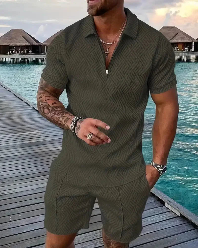 Casual Zipper Collar Sommer Treningsdrakt Outfit