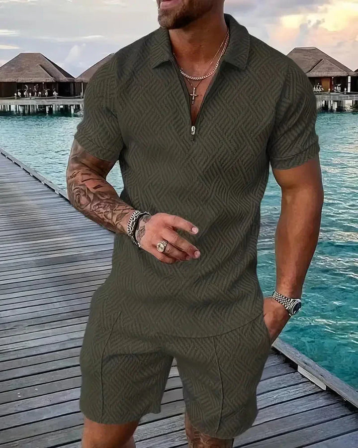 Casual Zipper Collar Sommer Treningsdrakt Outfit