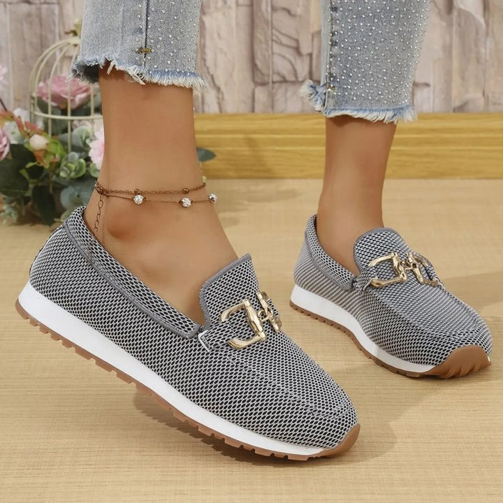 Kvinners Solid Farge Flate Sneakers