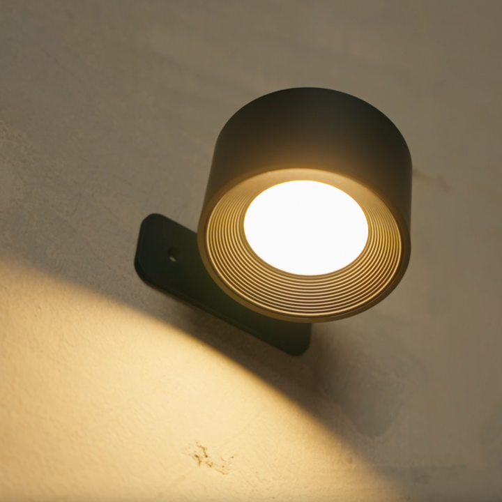 Trådløs LED-vegglampe med 360°-rotasjon, berøringsdimming, 3 lysfarger og USB-C-batteri