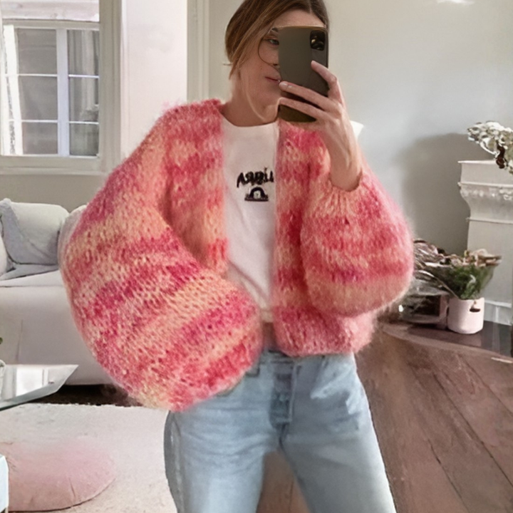 Kvinners Stripete Åpen Front Cardigan