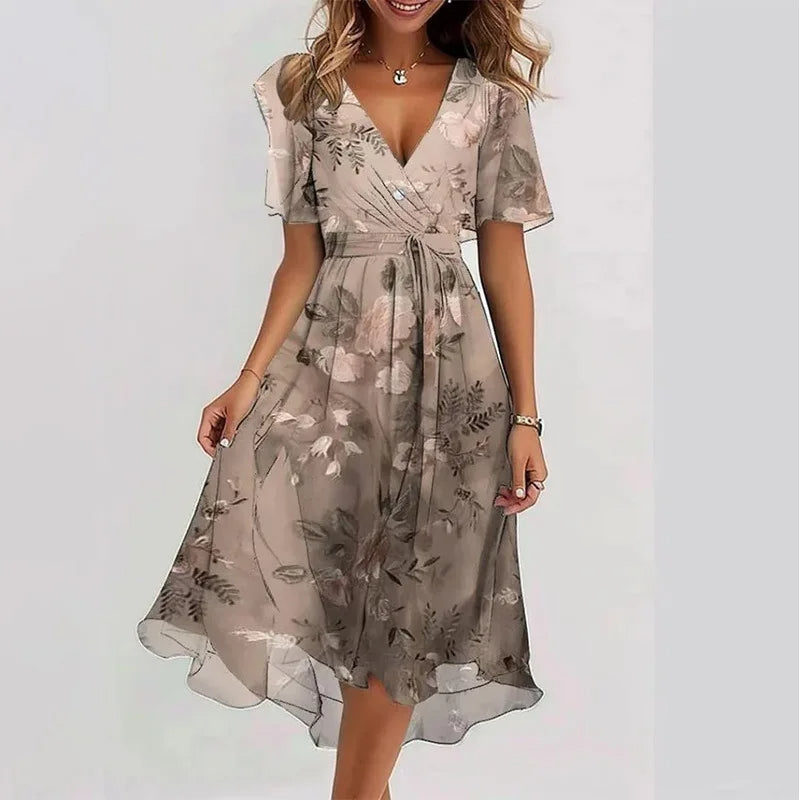 Flowy Floral Sommerkjole (Kne-Lengde)