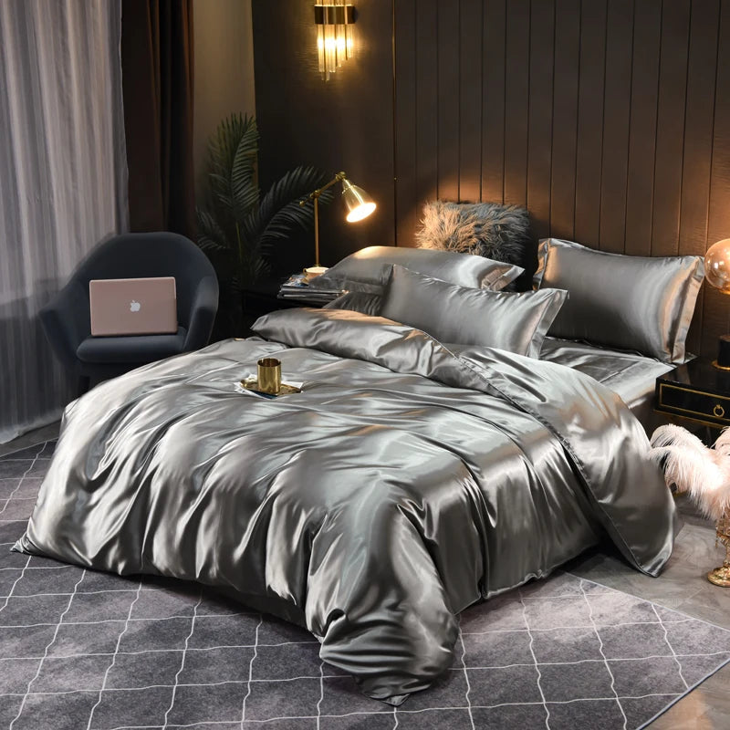Silke Satin Sengetøy Sett Unne Deg Luksuriøs Komfort Og Elegant Design