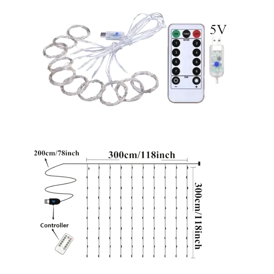 USB LED -verhovalot kaukosäätimellä