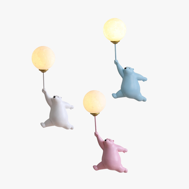 Søt bjørnevegglampe med ballonglys for barnerom