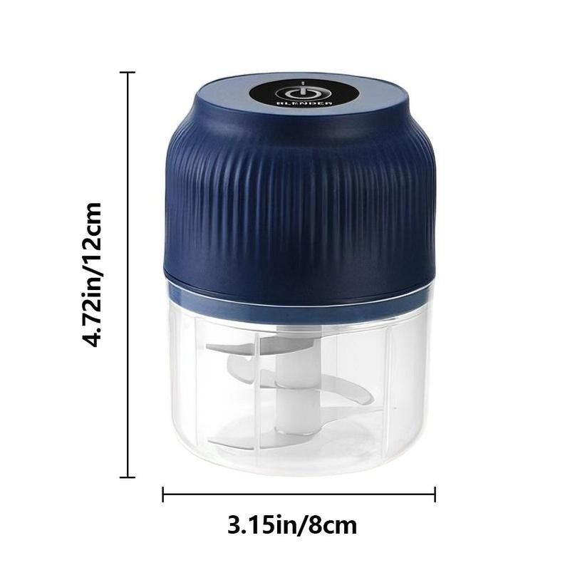 USB-oppladbar minihakker med 4 blader i rustfritt stål, 300 ml bolle