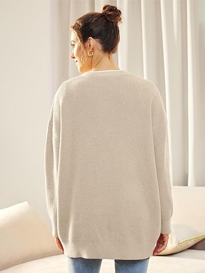Oversized V-Neck Cardigan med Knappelukking