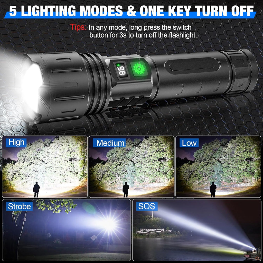 Kraftig LED-lommelykt – opptil 100 000 lumen
