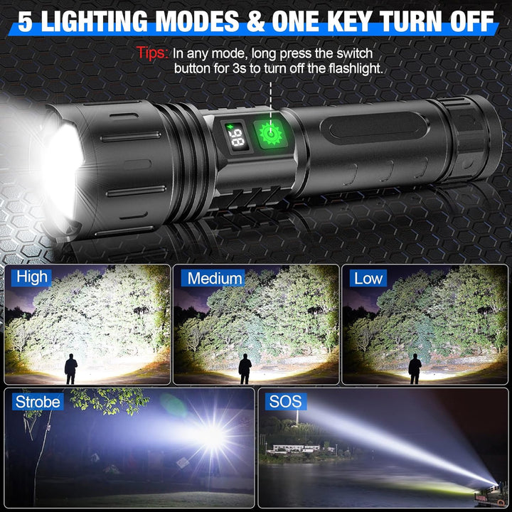 Kraftig LED-lommelykt – opptil 100 000 lumen
