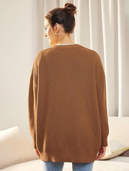 Oversized V-Neck Cardigan med Knappelukking