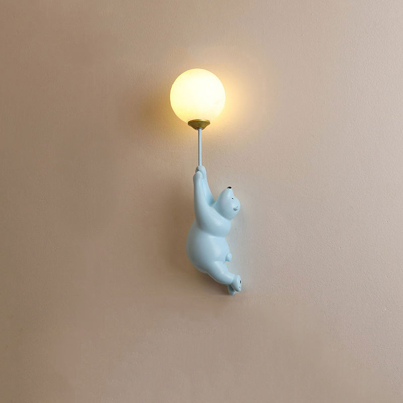 Søt bjørnevegglampe med ballonglys for barnerom