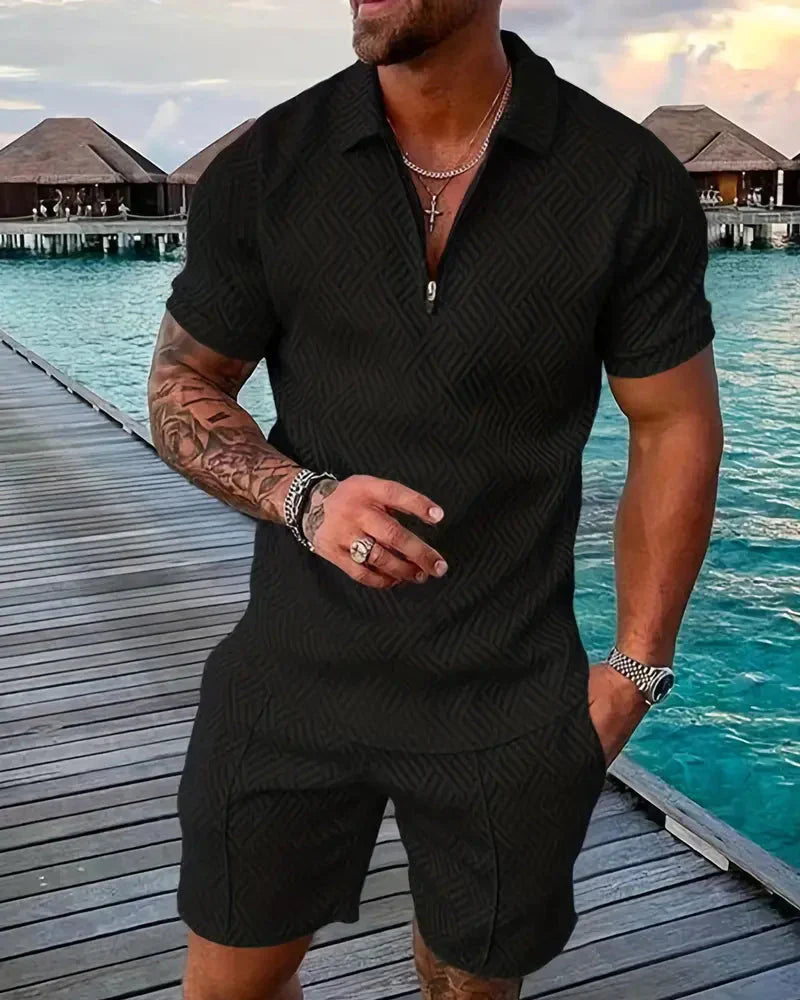 Casual Zipper Collar Sommer Treningsdrakt Outfit