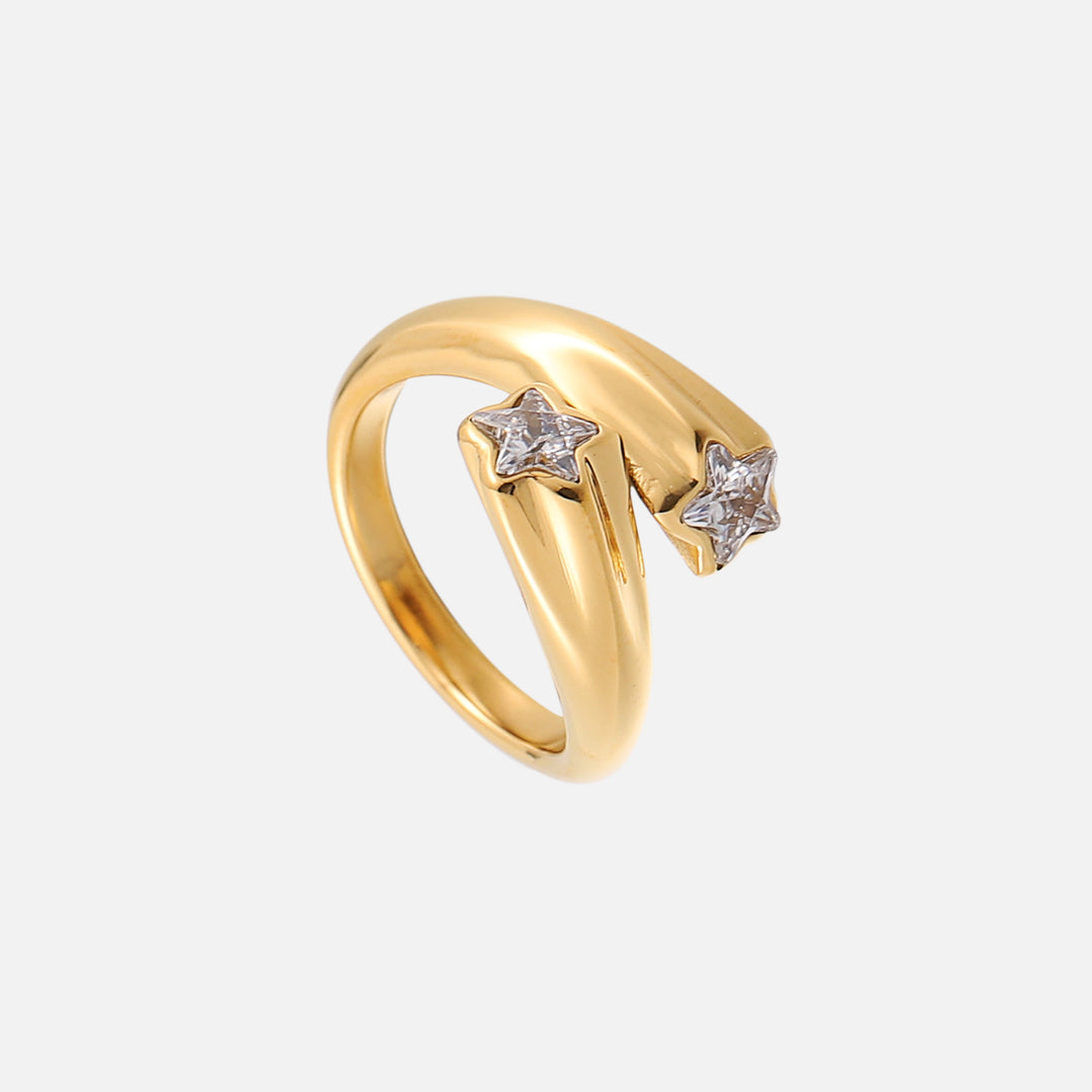 Stjernering – justerbar gull wrap-ring med stjerne
