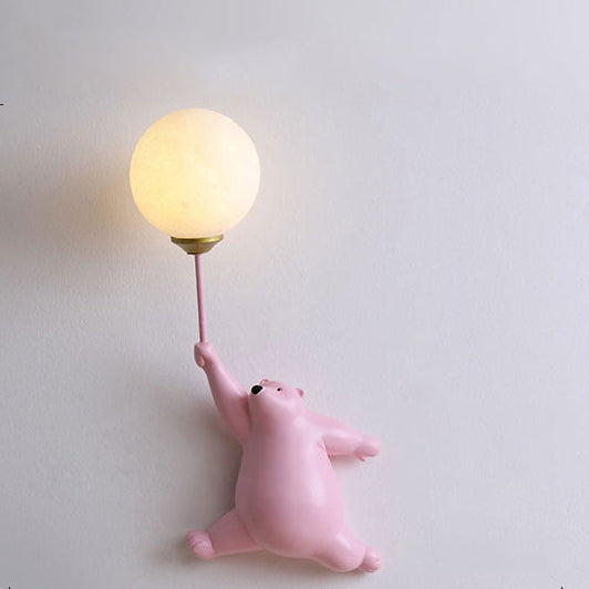 Søt bjørnevegglampe med ballonglys for barnerom