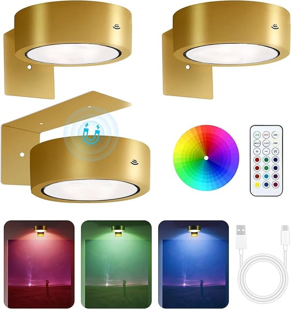 Justerbar magnetisk bildelampe | LED-touch og fjernkontroll, RGB/hvit, USB