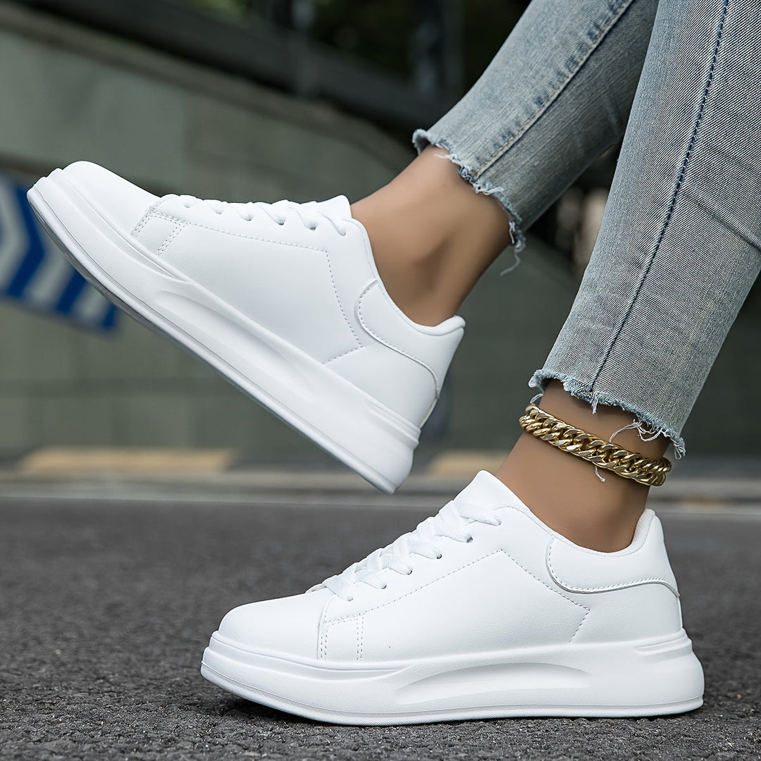 Hvite lær sneakers for kvinner