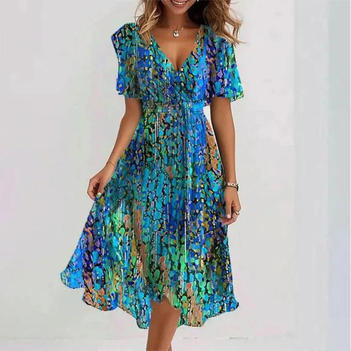 Flowy Floral Sommerkjole (Kne-Lengde)
