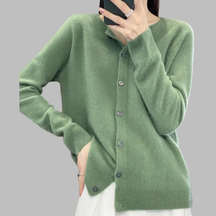 Damen O-Hals Cardigan