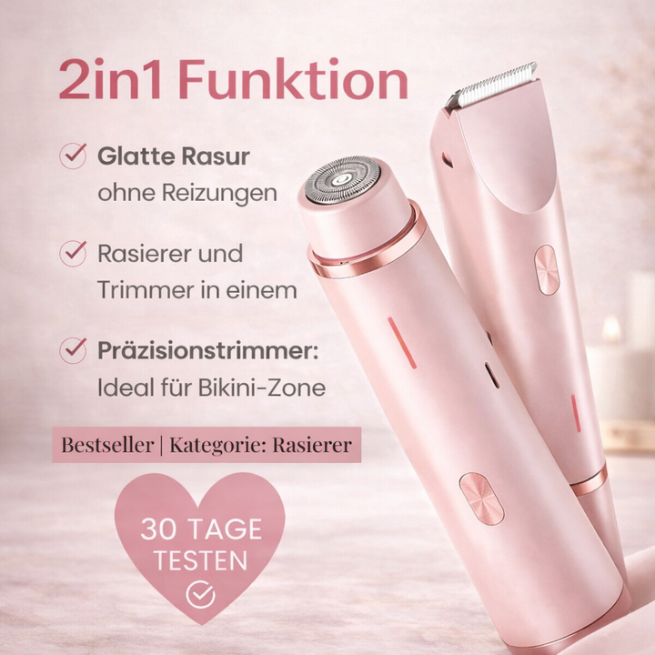 Elektrisk bikinitrimmer for kvinner, vanntett trådløs barbermaskin for følsom hud