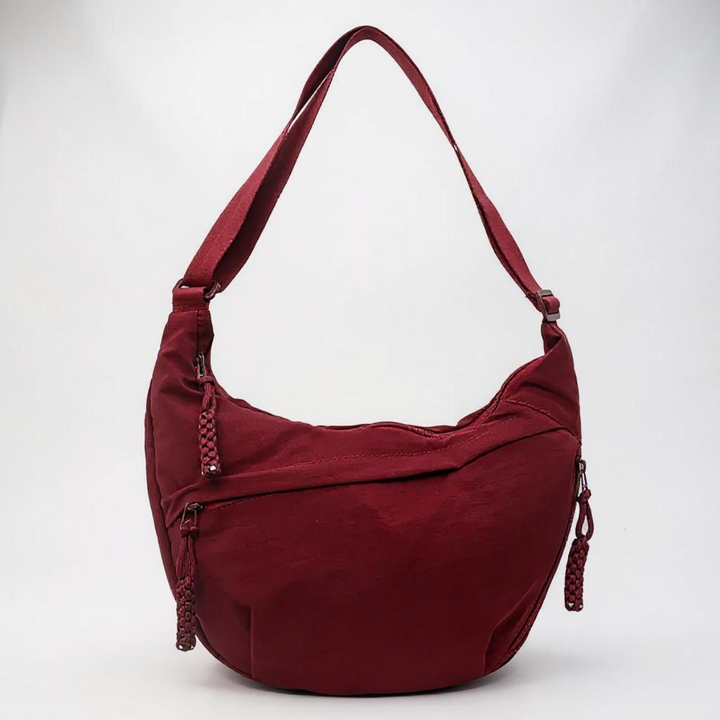 Skulderveske - justerbar bærestropp, crossbody i nylon med flere lommer