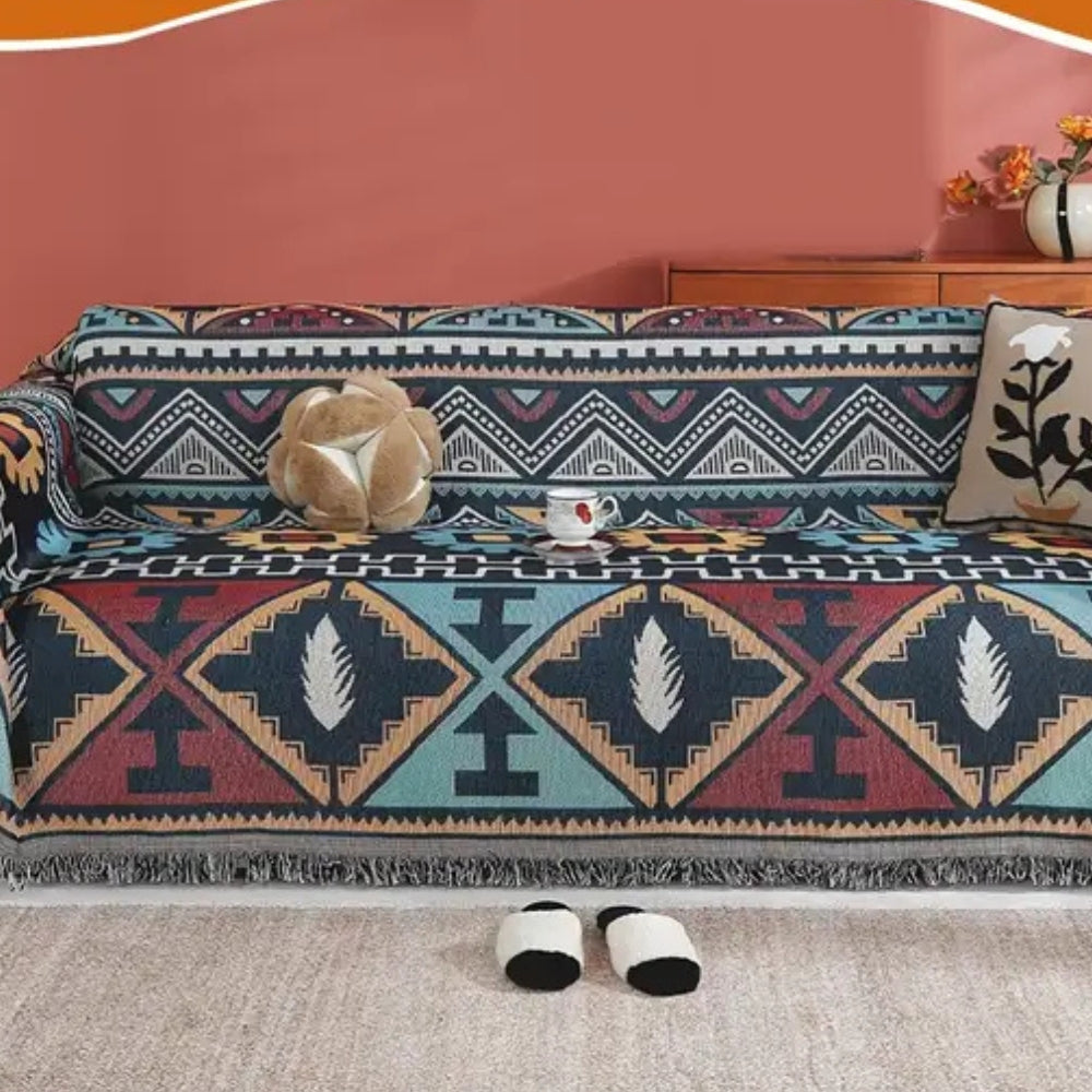 Aztek Geometrisk Mønster Sofa Trekk Boho-Inspirert Eleganse for Din Stue