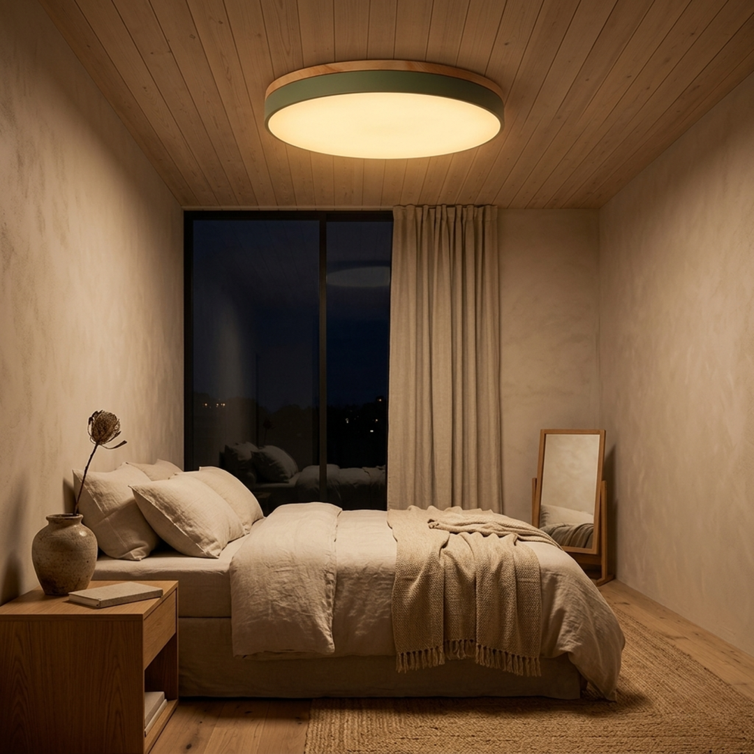 Rund skive-taklampe – flat, flushmontert lampe