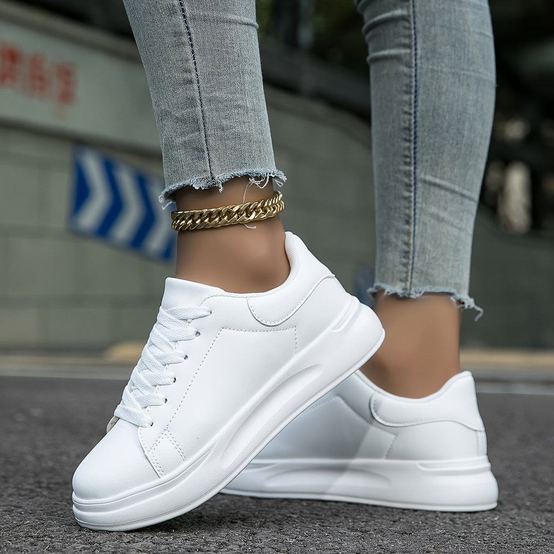 Hvite lær sneakers for kvinner