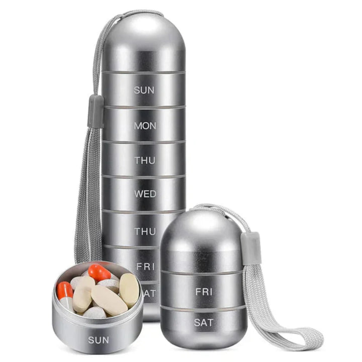 Aluminium 7 Dager Bærbar Pille Organisator