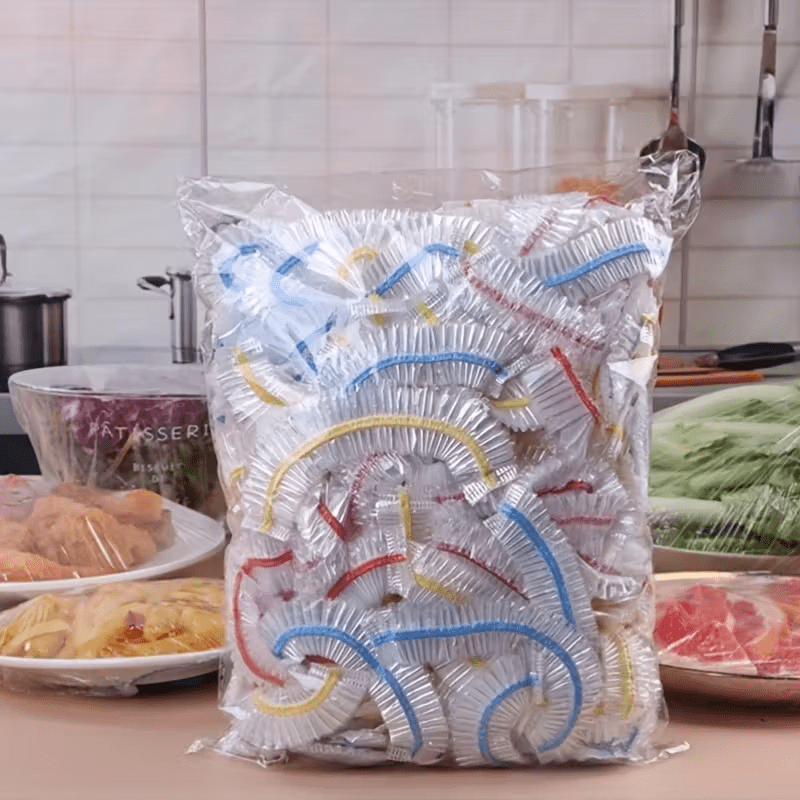 1000 elastiske engangsovertrekk for mat, PE-deksler for boller og tallerkener 35 cm