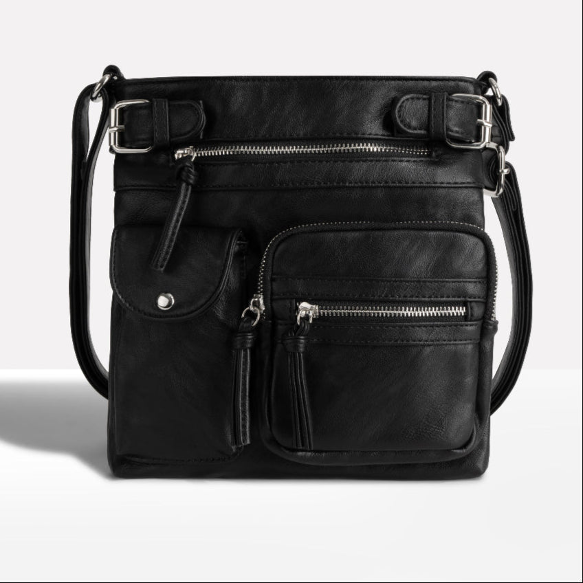 Kvinners Multi-Pocket Lær Skulderveske