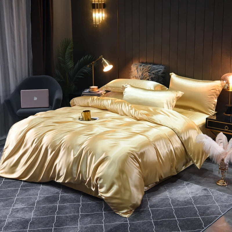Silke Satin Sengetøy Sett Unne Deg Luksuriøs Komfort Og Elegant Design