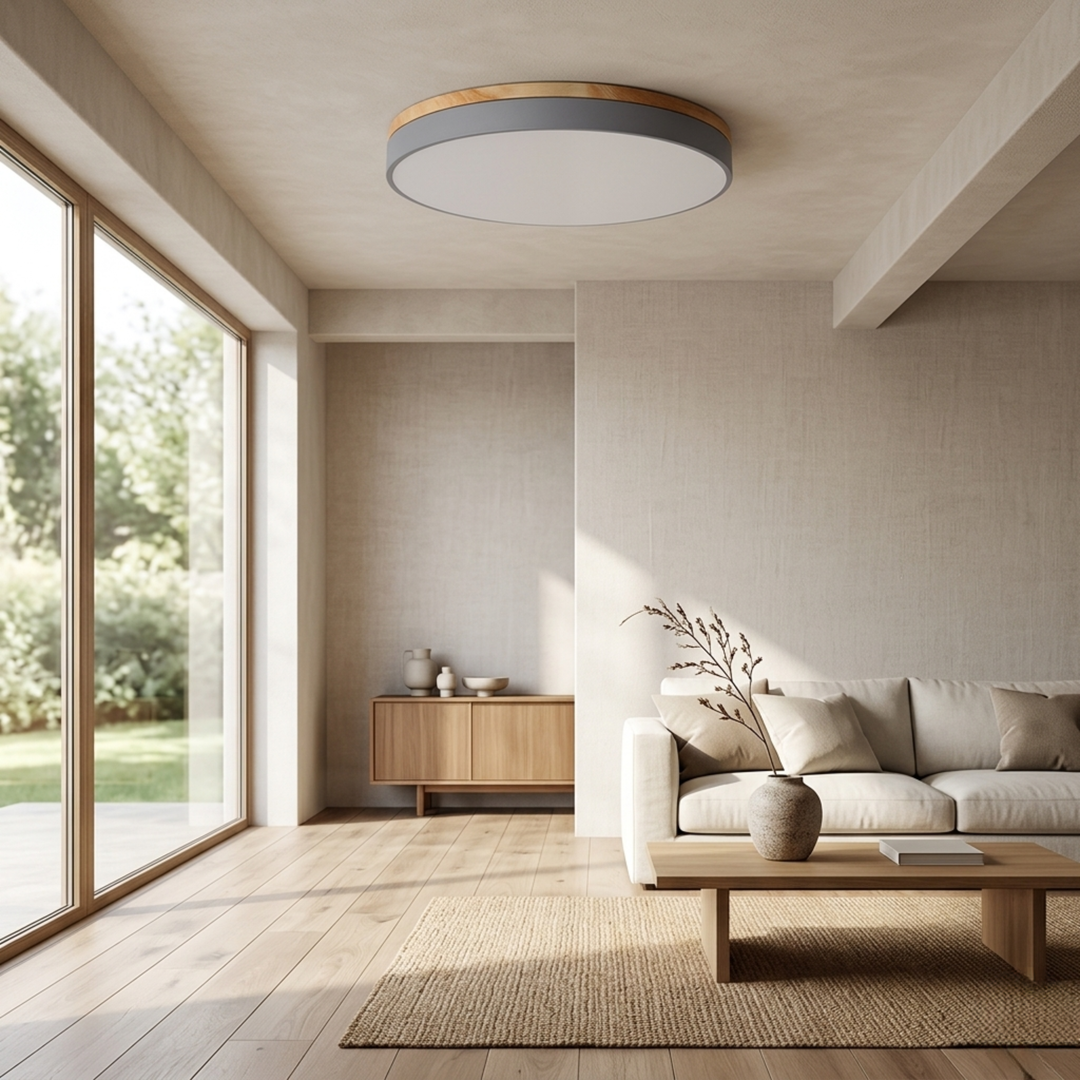 Rund skive-taklampe – flat, flushmontert lampe