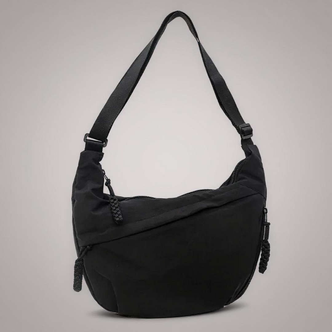 Skulderveske - justerbar bærestropp, crossbody i nylon med flere lommer