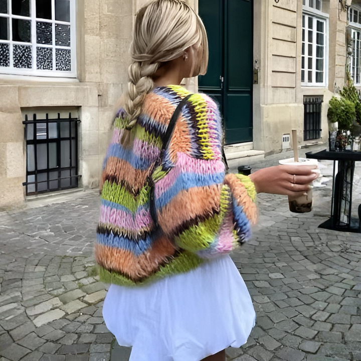 Kvinners Stripete Åpen Front Cardigan