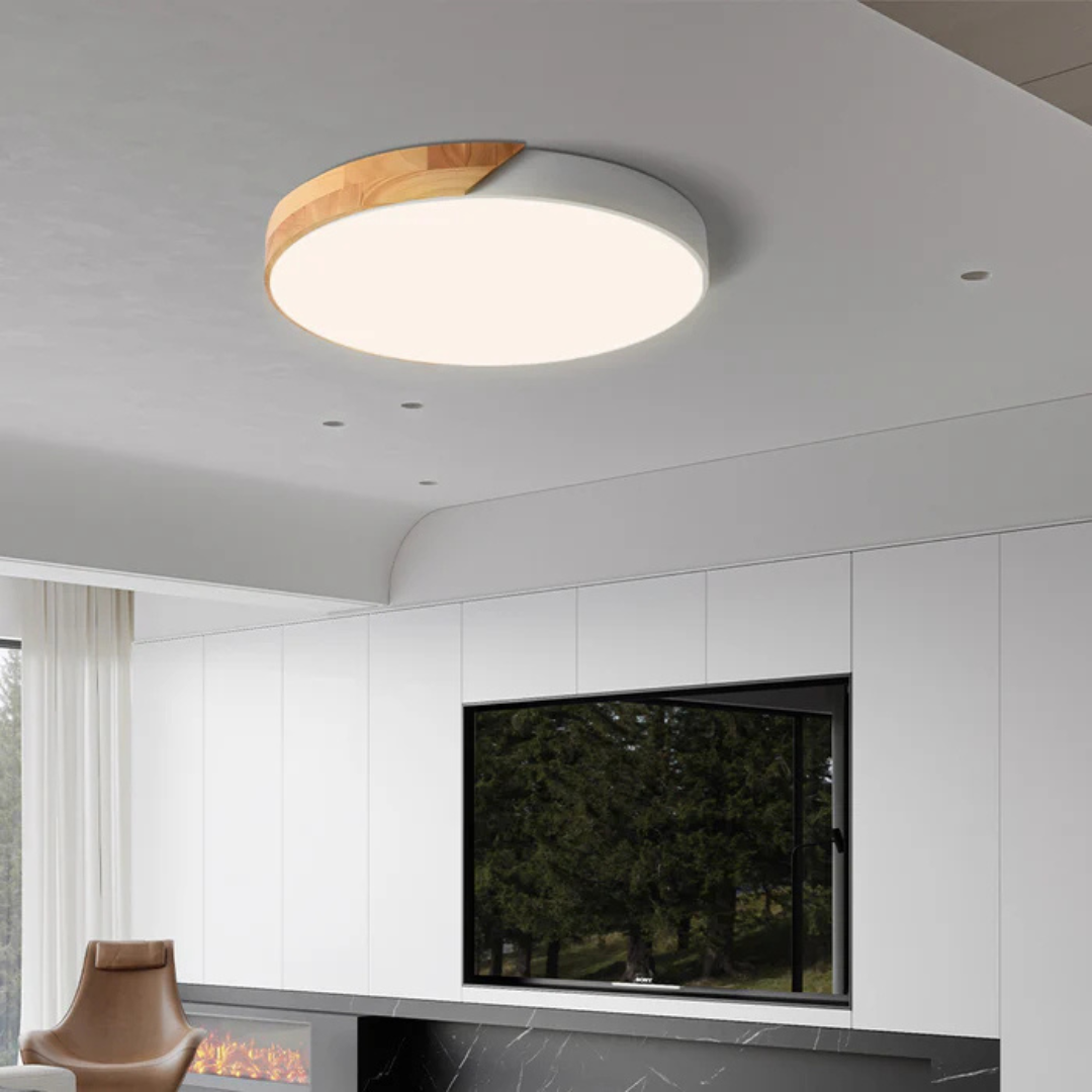 Delos Skandi Taklampe i Tre | LED-Designlys med Naturlig Uttrykk