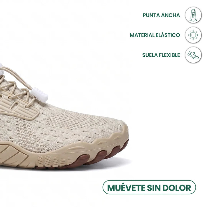 Barfotsneakers til dame med bred tåboks og fleksibel såle