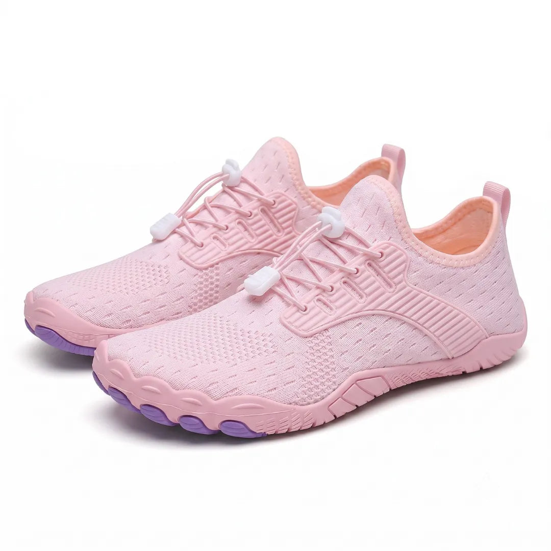 Barfotsneakers til dame med bred tåboks og fleksibel såle
