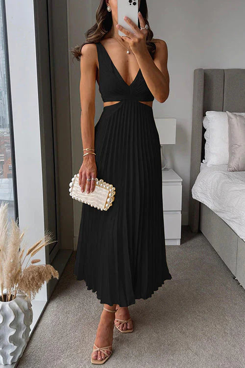 Kvinners Pleated Maxi Kjole Elegant & Flowy