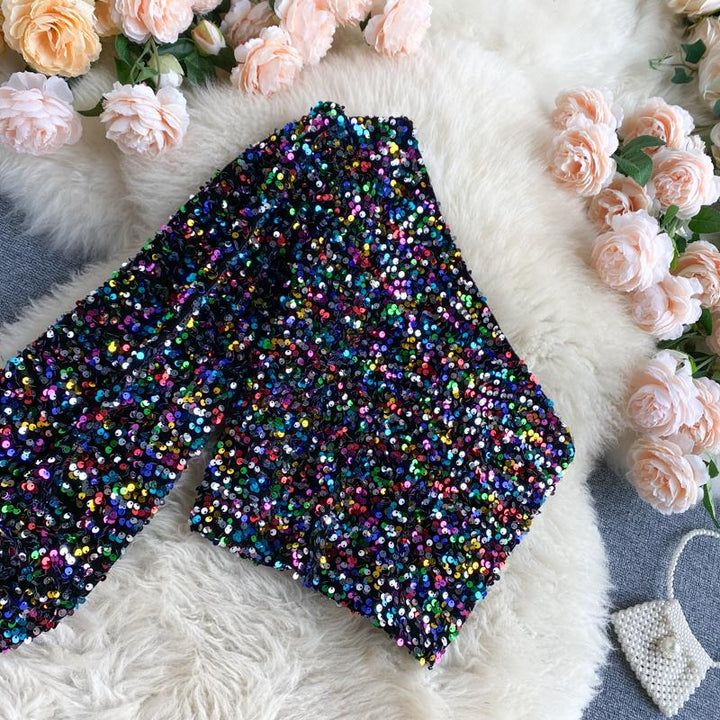 Fleur – Glitter En-Skulder Top | Sparkle med Eleganse