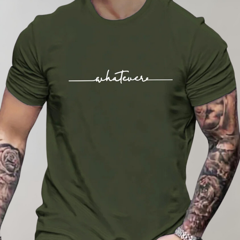 Casual Menns T-Skjorte med Rund Hals og Minimalistisk Print