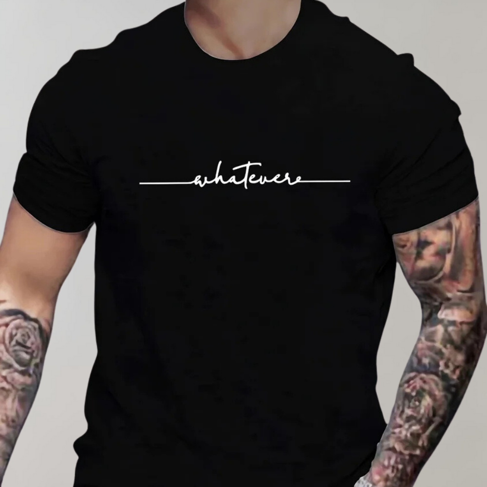Casual Menns T-Skjorte med Rund Hals og Minimalistisk Print