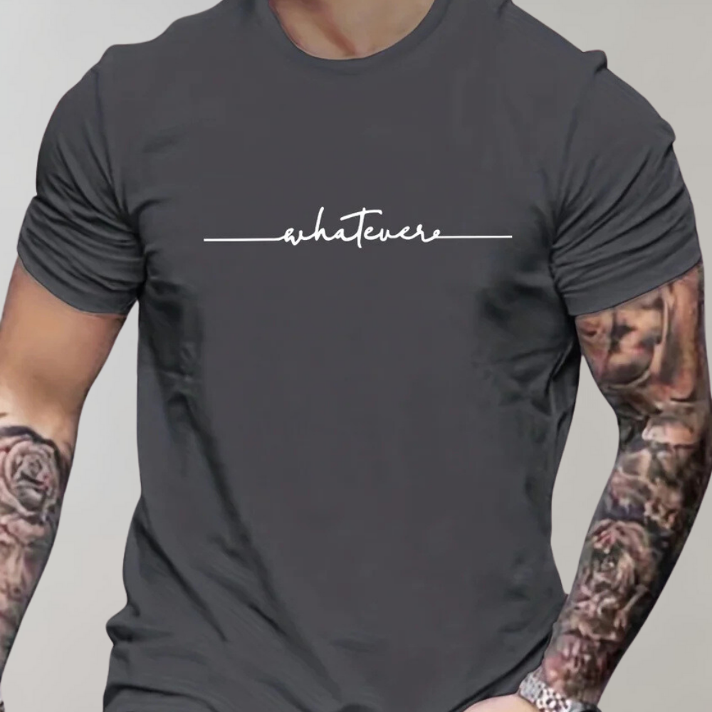 Casual Menns T-Skjorte med Rund Hals og Minimalistisk Print
