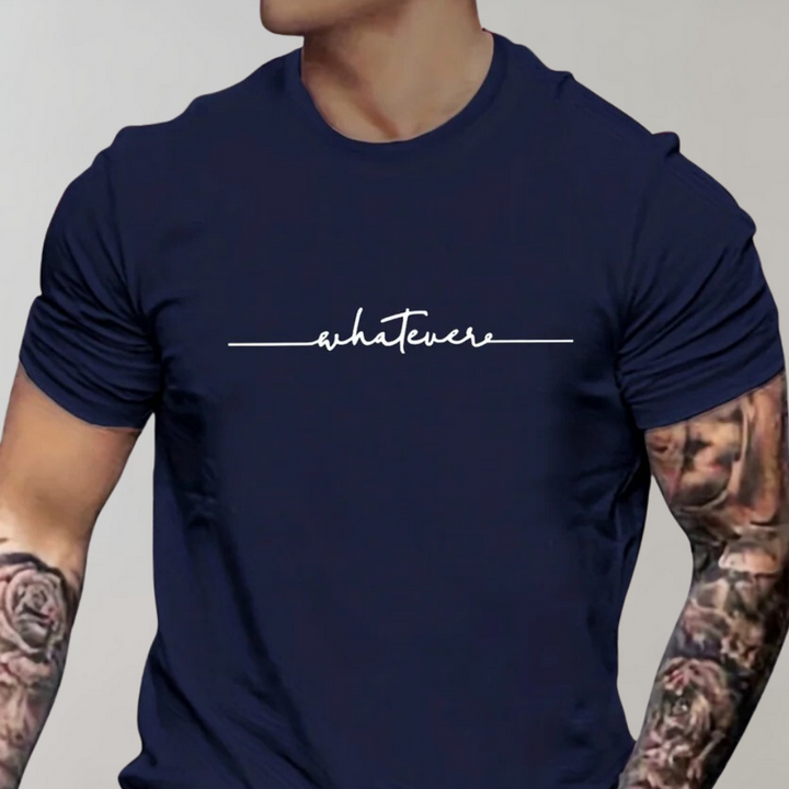 Casual Menns T-Skjorte med Rund Hals og Minimalistisk Print