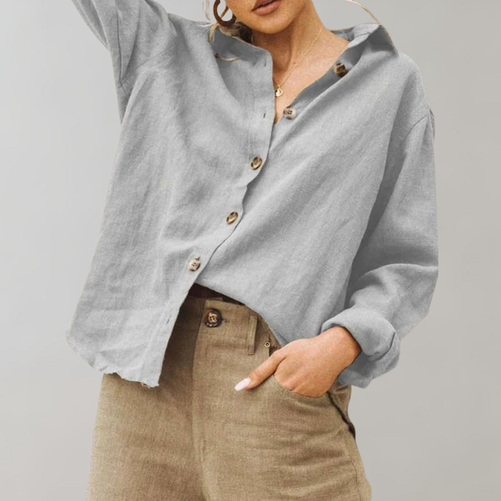 Vintage Linbluse for Kvinner