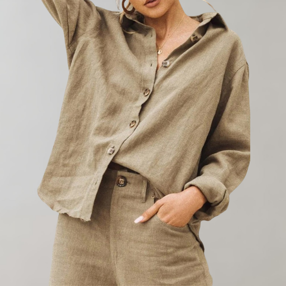 Vintage Linbluse for Kvinner